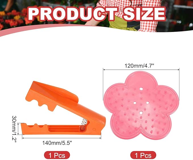 HARFINGTON 2pcs Rose Thorn Stripper Tool Set 5.5" 4.7" ABS Plastic PVC Flower Thorn Leaf Remover Flower Stem and Leaf Stripping for Gardening Home Florist, Orange,Pink