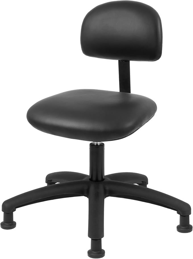 Chair Master FSS Series Square seat Low (17"-22") seat Height Chair. Vinyl-for Office, Garage, Desk, Shop, Computer, Doctor, Medical, Easy to Clean! NO Footring (Black, Low, Glides)