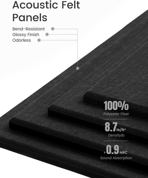 Fluxynara Felt Bulletin Board Tiles - 28"x18" Stylish Cork Board Alternative | 6-Pack Black Wall Organizer