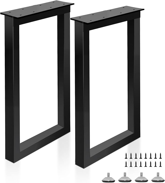 36 Inch Metal Bar Table Legs, Heavy Duty Desk Dinning Table Legs with Adjustment Feet Pads DIY Furniture Feets, Set of 2,Black