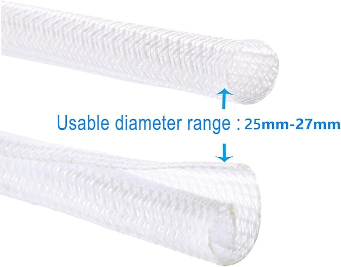 25ft 1 Inch White Cable Sleeve – Split Wire Loom Tubing Cord Protector – Flame Retardant Polyester Cable Cover for Desk, TV, PC Setup – Protects Cords from Pets & Organizes Wires