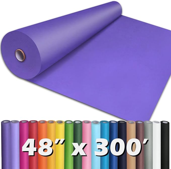PerkHomy Purple Kraft Paper Roll 48" x 3,600" (300') for Gift Wrapping Bouquet Flower Art Painting Craft Writing Packaging Shipping 80GSM 55LB (Purple, 48" x 300')