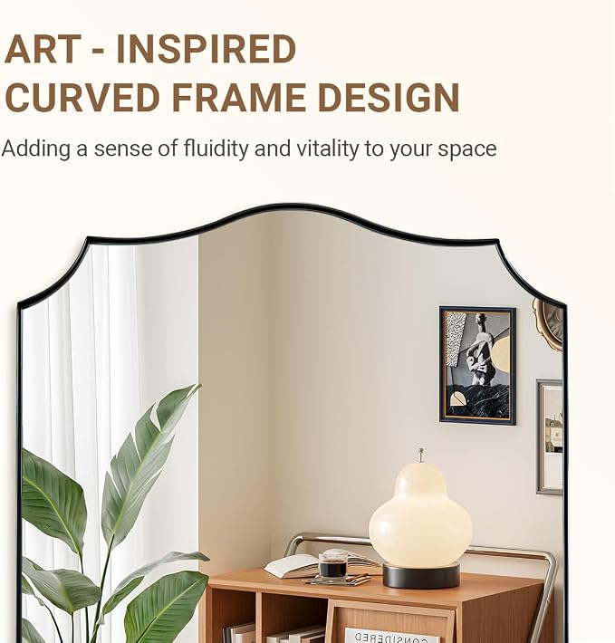 ANDY STAR Chrome Bathroom Mirror, 24x40 Inch Polished Silver Scalloped Mirror, Bathroom Mirror for Over Sink in Rust-Proof Stainless Steel 1" Frame, Unique Designer Mirror, Wave Inspired Style