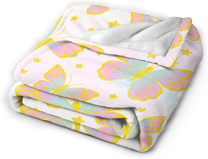 Butterfly Blanket for Women Butterflies Throw Blanket Soft Cozy Fleece Fuzzy Stuffed Plush Flannel Animal Gifts for Girls Kids Adults 50"X60"