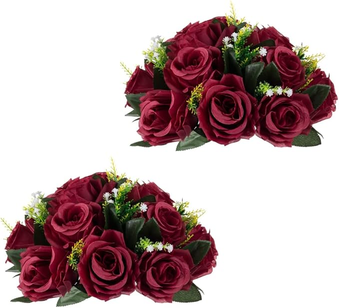 Flower Centerpieces for Wedding Tables: Wedding Table Decorations Burgundy Flower Balls Centerpieces for Engagement Cerebration Party Center Pieces 2 Packs