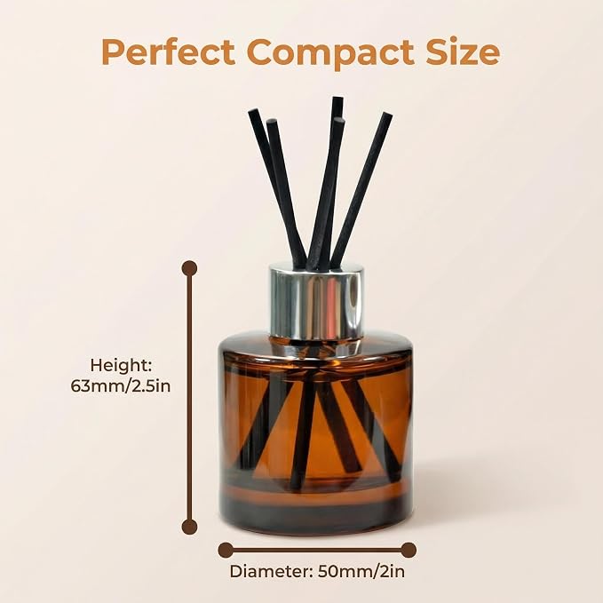 2 PCS 50ml/1.7oz Empty Aromatherapy Diffuser Bottles Amber Essential Oils Containers DIY Fragrance Accessories Diffuser Craft Projects for Wedding Party Home Fragrance Bathroom Decoration
