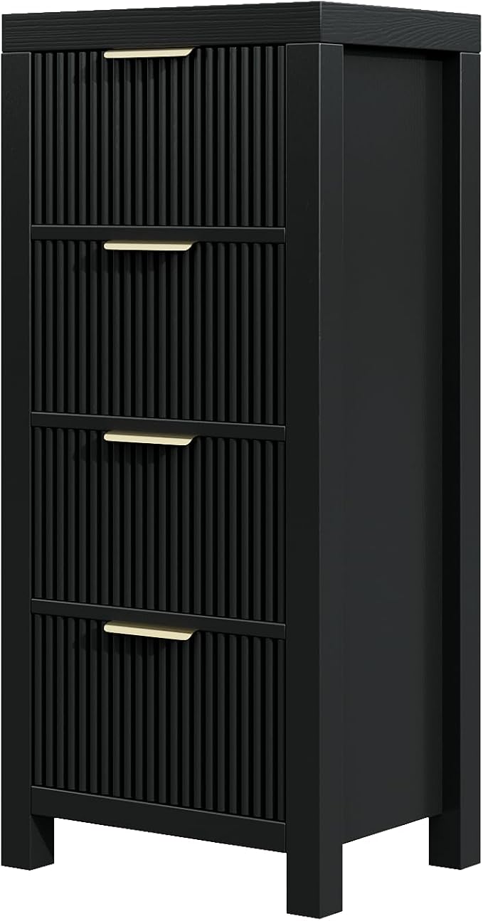Modern Solid Wood Chest of Drawers, Multifunctional Large-Capacity Storage Drawer Cabinet, Dresser Organizer with Metal Handle, for Hallway, Entryway, Black X3