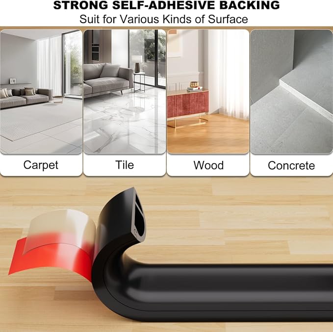 Kneelisa 10FT Side-Open Extension Cord Covers for Wires on Floor,Silicone Power Cable Protector Cord Hider Management Strip,Hide Electric Wire on Carpet,Chord Runner Protective Safety Wiremold,Black