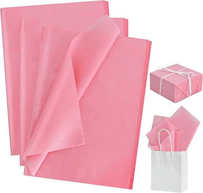 BEISHIDA 100 Sheets Dark Pink Metallic Tissue Paper Bulk, Glitter Wrapping Tissue Paper for Gift Bags, 14 x 20 Inch Gift Wrap for Birthday Wedding Graduation DIY Crafts Holiday Flowers