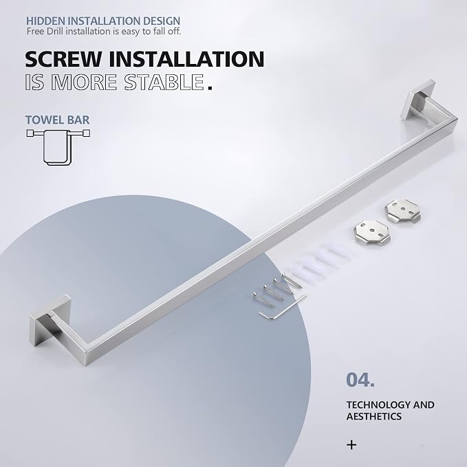 KOKOSIRI 32-Inch Single Towel Bar, Bathroom Kitchen Towel Holder, Wall Mounted SUS304 Stainless Steel Towel Rack, Polished Chrome, B4003CH-L32