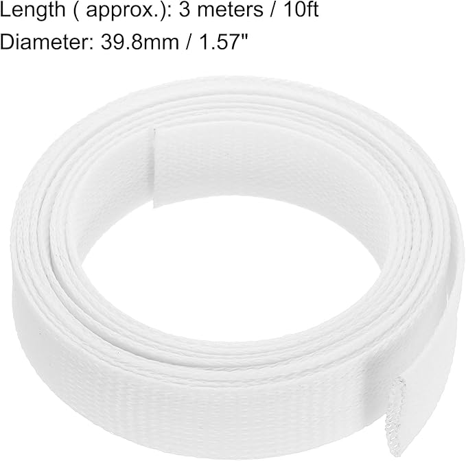 uxcell Expandable Sleeving,1 9/16-inch 10ft Cable Sleeve, White