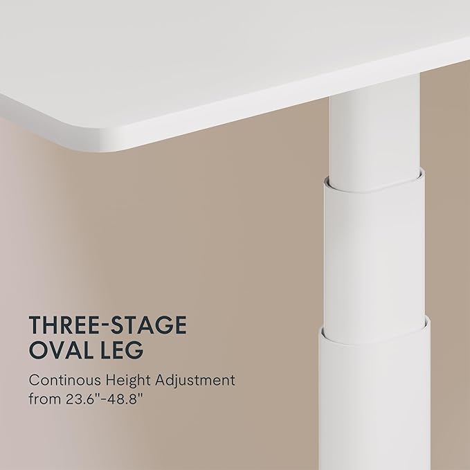 FLEXISPOT E6 Pro Oval Leg Dual Motor 3 Stages Standing Desk 55x28 Inch Electric Height Adjustable Whole-Piece Board Electric Sit Stand Up Desk 150KG Load Capacity (White Frame + White Desktop)