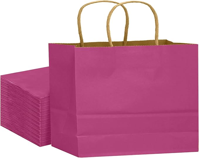 qiqee 13"x4.5"x10" Large Gift Bag with Handles Bulk 32PCS Gift Paper Bags Rosy Bags Multiple Uses (Wide Large)