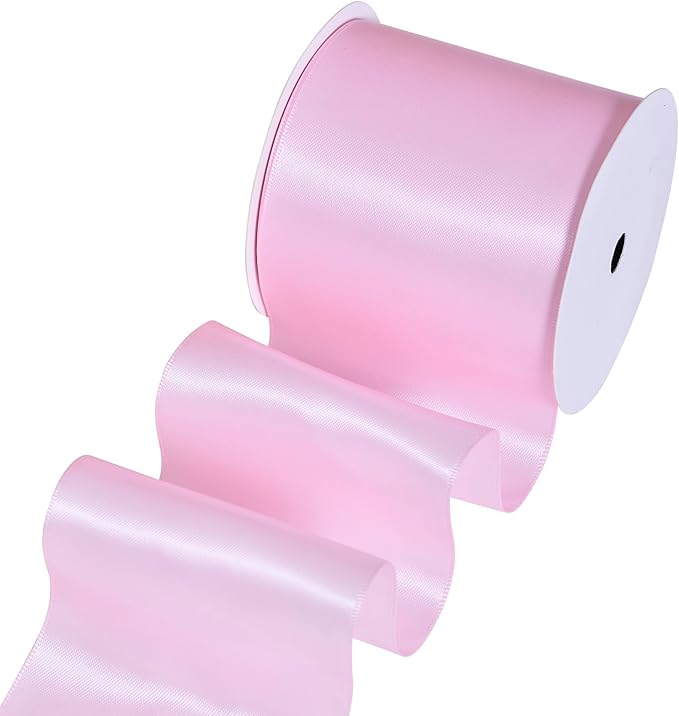 YAMA Light Pink Double Faced Satin Ribbon, 3 Inch 10 Yards, Great for Crafts Bows Flower Bouquet Wedding Home Decor Gift Wrapping