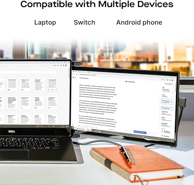 New Mobile Pixels Duex Max DS 14.1'' FHD Portable Monitor, USB Type-C/HDMI Plug and Play 1080p Laptop Monitor Extender, Portable Screen for 14'' to 17 '' Laptops, Mac/Windows/Android/Switch Compatible