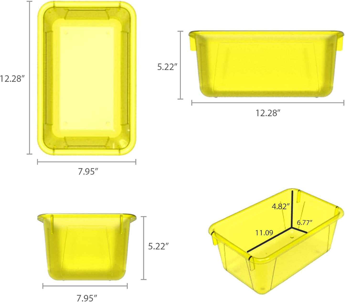 Storex Small Cubby Bin - Candy Yellow, 12.2 x 7.8 x 5.1 Inches, Set of 5 for Organized Storage