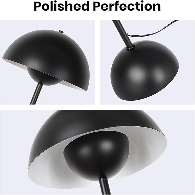 Coucrek 66'' Black Floor Lamp for Living Room, Industrial Standing Lamp with Unique Reflecting Shade, Modern Tall Floor Lamp for Bedroom Office Corner