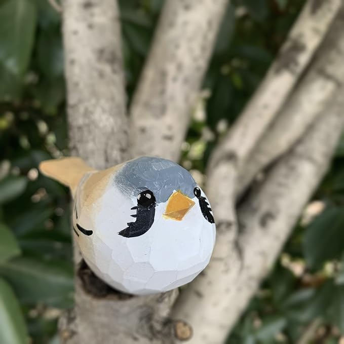 Bird Figurines Hand Carved Painted Wooden Statues for Home Decor, Gift for Bird Lovers,Housewarming, Birthday, Christmas, Anniversaries (NO.17-Bearded Tit)