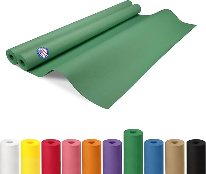 36" x 1200" (100 ft) Christmas Green Kraft Paper Rolls, Pack of 2 - USA-Made Quality Craft Paper for Gift Wrapping, Kids' Arts & Crafts, School Projects - 50 lb Natural Material by IDL Packaging