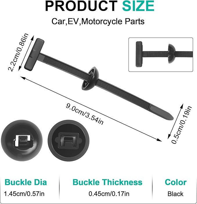 50Pcs Nylon Universal Cable Tie Buckle - New Multifunctional Nylon Zip Ties, Heavy Duty Plastic Rivet T Zip Ties Style, for Daily Maintenance and Fixing of Automobiles