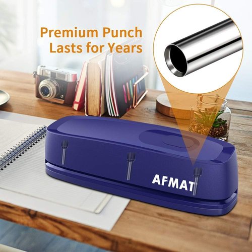 AFMAT Electric 3 Hole Punch - Effortless 20-Sheet Capacity | Heavy Duty, AC/Battery Operated, 9/32" Holes