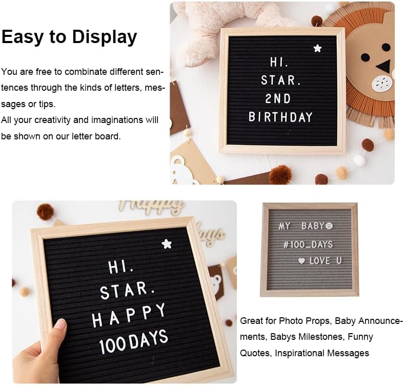Skiennix Felt Letter Board - 10 x 10 Inch Message Board for Pregnancy Announcements | Grey