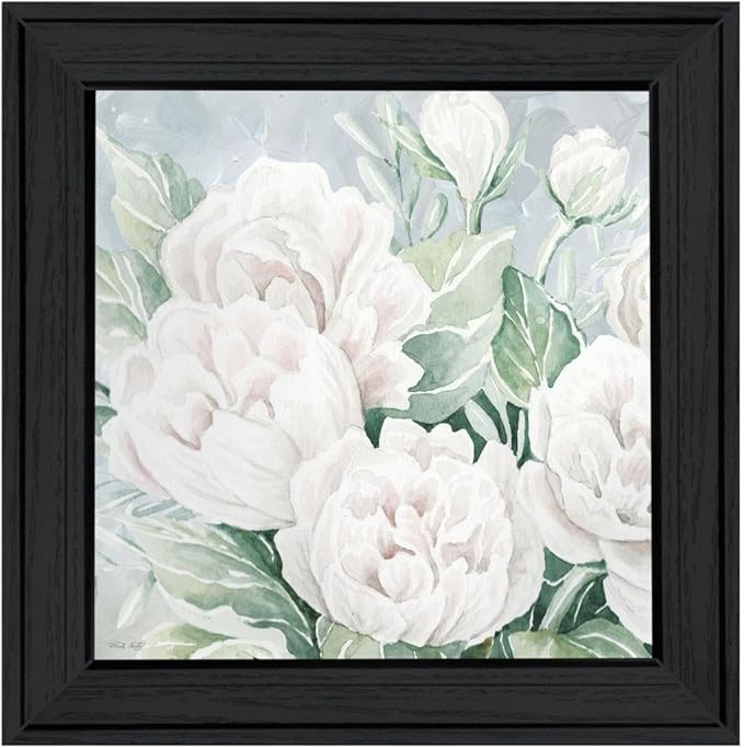 Trendy Decor 4U CIN3002-405 Peaceful Peonies In Full Bloom Wall Art By Cindy Jacobs - Classic Floral 15" H x 15" W