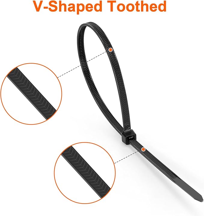 Zip Ties Assorted Size,8+12+14 Inch V-Shaped Toothed Double Sided Toothed,100 LBS Tensile Strength Heavy Duty Cable Wire Ties More Durable Nylon Tie Wraps for Indoor Outdoor（1000 Pack）