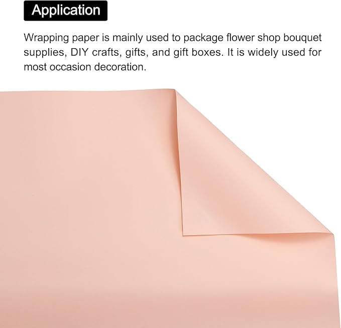 MECCANIXITY Set of 20 Flower Wrapping Paper 22.8x22.8 Inch Waterproof Florists Wrapping Paper for Florist Bouquet Supplies, DIY Crafts, Gift/Gift Box Packaging Pink