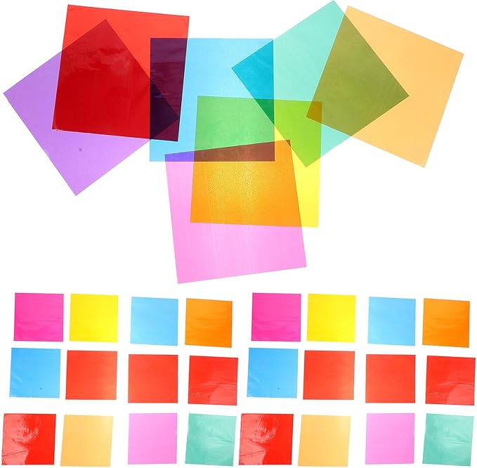 SOLUSTRE 84 Sheets Colored Cellophane Sheets Colors Multi-colored Transparent Wrapping Film for DIY Crafts Candy Handmade Decorations