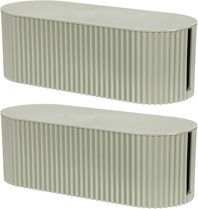 YOKIVE 2 Pcs Cable Management Box, Cord Hider Organizer Decorative Strip Storage Box Desk Accessories for Cords Home, Office, Gray Green, Large