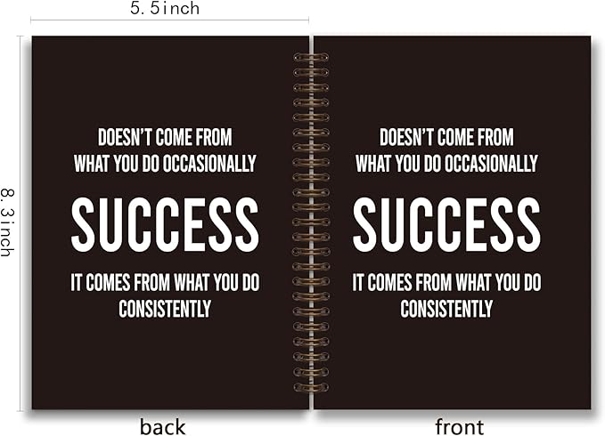 foedor Inspirational Quotes Black College Ruled Spiral Notebook,Inspirational Spiral Bound Notebook,5.5×8.3 Journal with 164 Lined Pages,College School Supplies