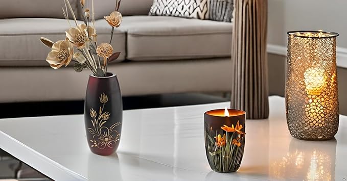 AeraVida Bold and Vibrant Flower Garden Red Mango Tree Wood Flower Vase | Hand-Carved Decorative Wooden Vase for Home or Office | Rustic Nature-Inspired