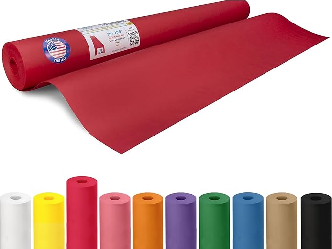 Christmas Red Kraft Paper Roll 36" x 2160" (180 feet) - USA-Made Craft Paper Roll 50lb Thickness for Art - Red Wrapping Paper for Gift Wrapping & Moving - High-Density Roll for School by IDL Packaging