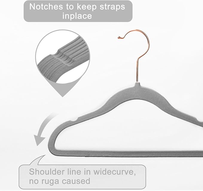 MIZGI Baby Velvet Hangers,Non-Slip Kids & Toddler Hangers,11.8 Inch Hangers for Baby Clothes,Pack of 50(Gray)