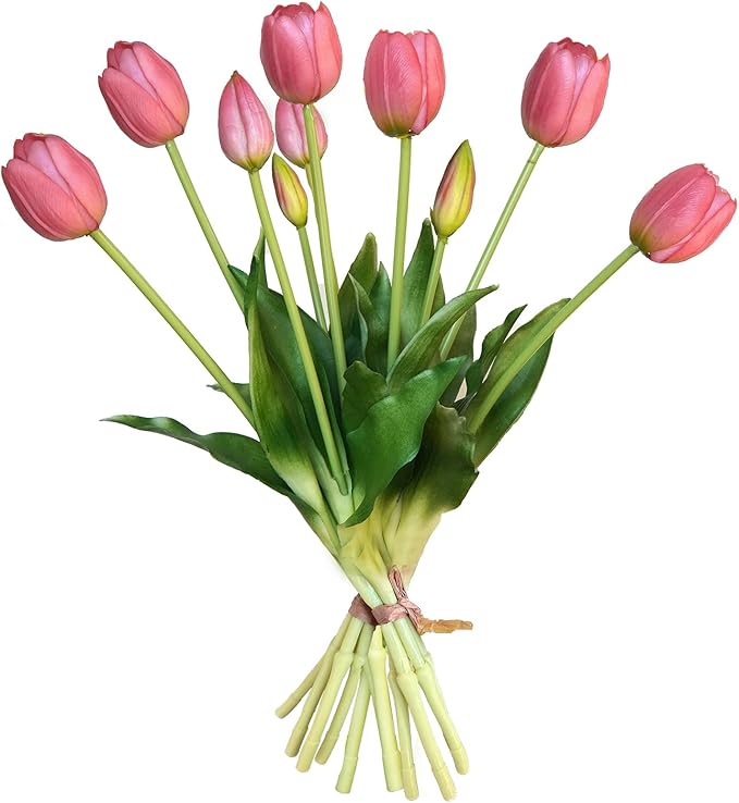 10 Pcs Fake Tulips Tulips Artificial Flowers Real Touch Fake Flowers Artificial Flower Bouquet for Home Table Party Wedding Decoration(Light Purple)