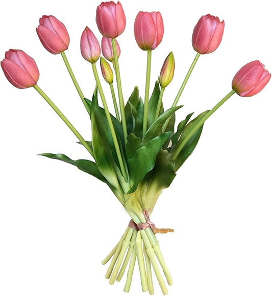 10 Pcs Fake Tulips Tulips Artificial Flowers Real Touch Fake Flowers Artificial Flower Bouquet for Home Table Party Wedding Decoration(Light Purple)
