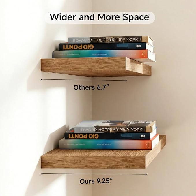 31.5in Floating Shelves for Wall, Wall Mounted Shelves for Decor Storage Set of 2, Floating Shelf for Bedroom, Bathroom, Living Room and Kitchen（Beech）