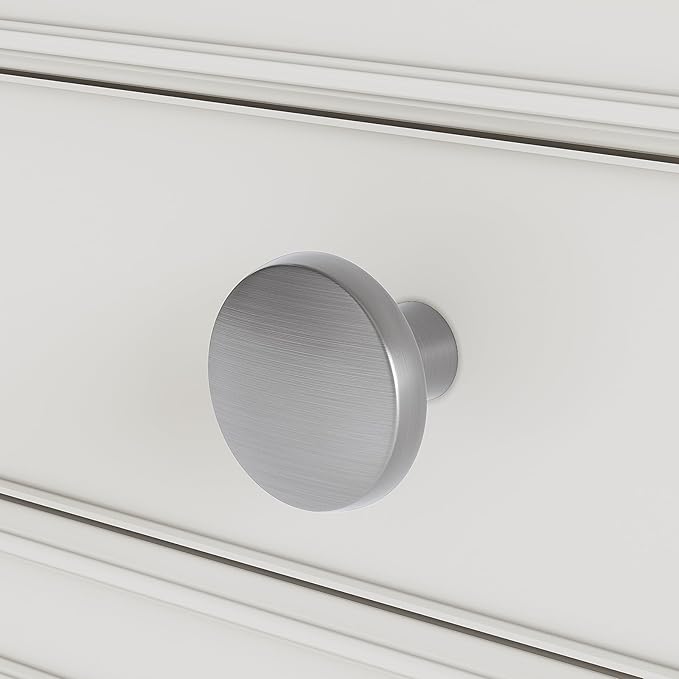 homdiy 25 Pack Brushed Nickel Cabinet Knobs Round Kitchen Handles Zinc Alloy Metal Hardware for Dresser Drawer Desk Cupboard