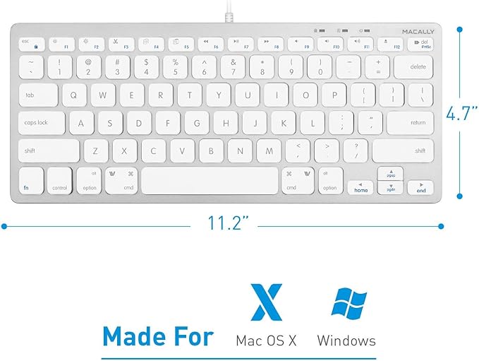 Macally Mini Wired Keyboard and a Quiet Wired Mouse, Office Essentials