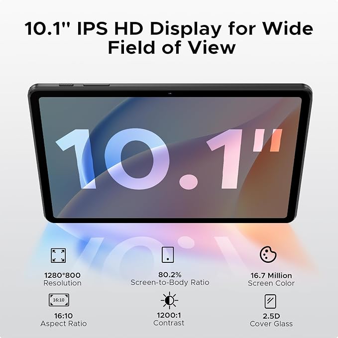 DOOGEE Tab A9 Android Tablet,10 inch Tablet,12GB+64GB/2TB TF,6580mAh Gaming Tablets,2.0GHz Quad Core,1280x800 IPS HD,Dual Speakers,5G WiFi,BT5.0,Face Unlock,Android 15 Tablet with Keyboard,Pen&Mouse