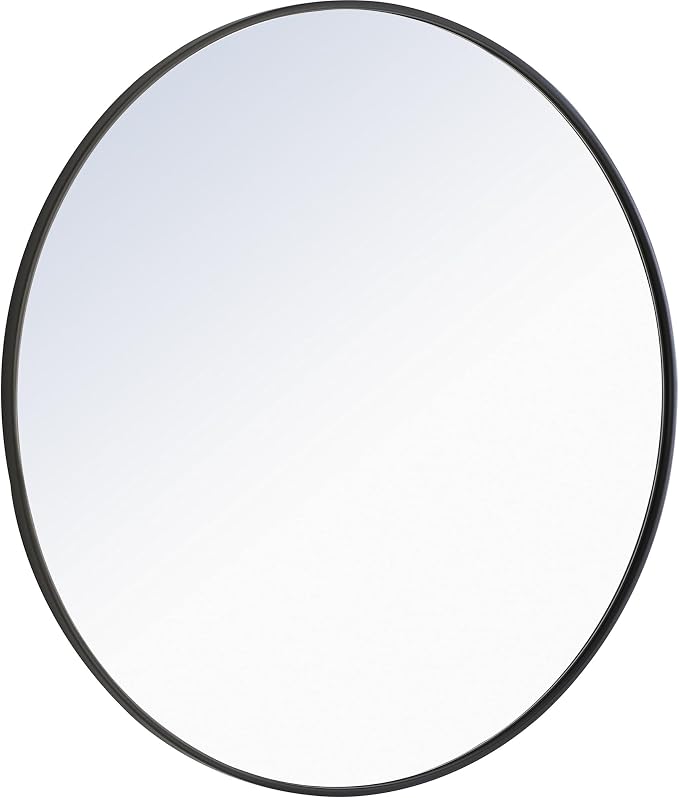 Elegant Decor Eternity 36" Round Metal Frame Mirror in Black