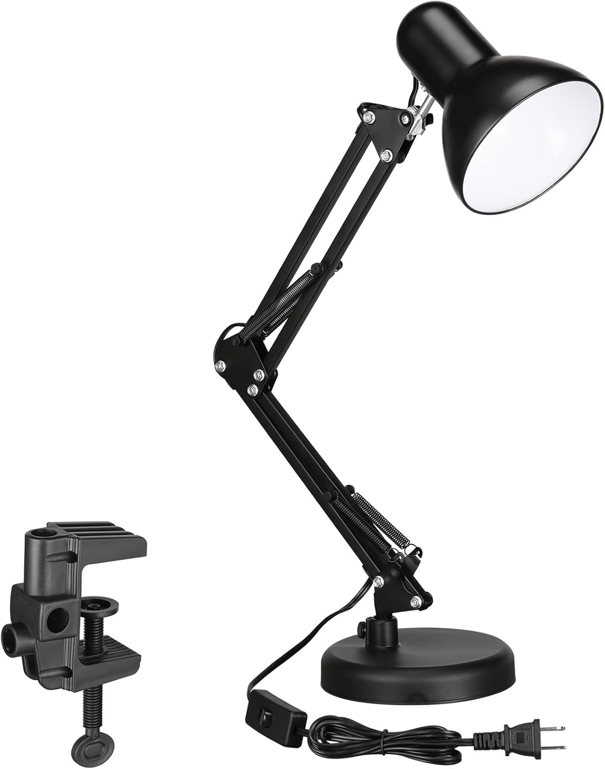TORCHSTAR Adjustable Metal Desk Lamp - Clamp-On Gooseneck Light for Home Office & Study | Black
