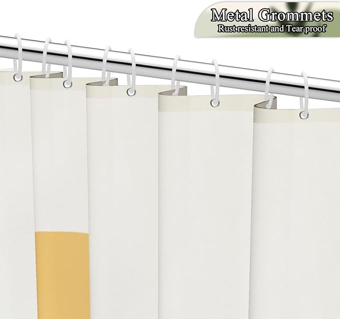 Boho Mid Century Shower Curtain Modern Abstract Sun Tropical Leaves Bathroom Curtain Set Neutral Minimalist Plant Waterproof Fabric Bath Decor with Hooks 72x72 inch