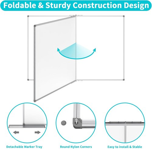 JILoffice Large Dry Erase Whiteboard - 60x40 Inches, Magnetic with Silver Aluminum Frame | Wall-Mounted for Office, Home & School