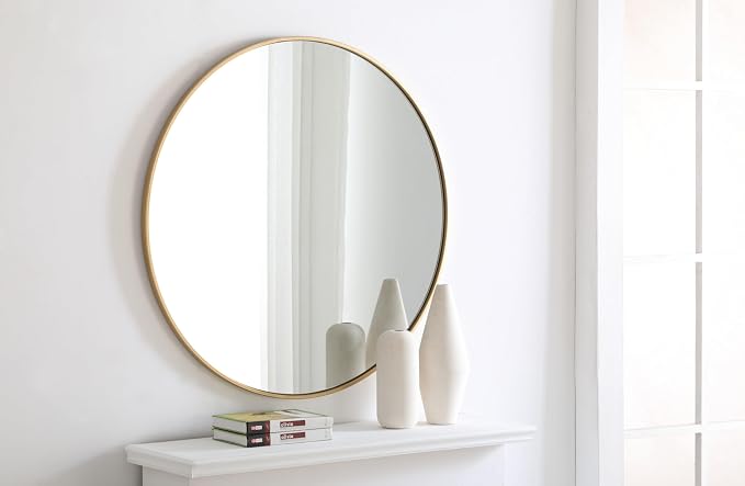 Elegant Decor Eternity 36" Round Metal Frame Mirror in Black