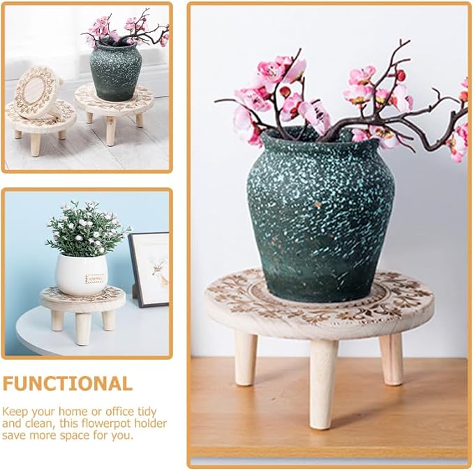 Wooden Mid Modern Plant Stand Potted Plants Riser Shelf for Balcony and Home Decor Decorative Holder for Indoor and Outdoor Use