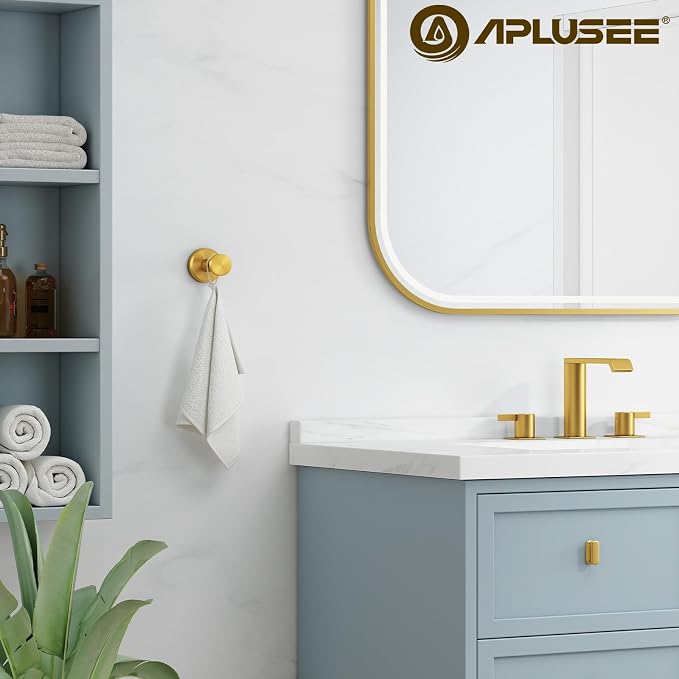 APLusee Brushed Dark Gold Towel Hook for Bathroom, 304 Stainless Steel Round Towel Hanger, Heavy Duty Wall Hook for Kitchen Garage Wall Mounted
