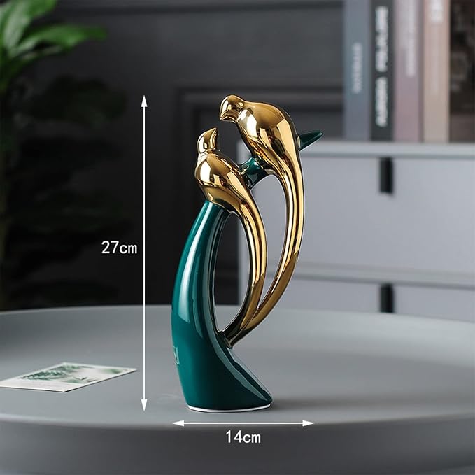 Modern Abstract Art Ceramic Statue Birds Statues Gold Ceramic Birds Figurines Home Decor,Collectible Figurines Sculpture Decoration Ornaments for Living Room,Office,Kitchen,Bedrooms(Lovebirds)