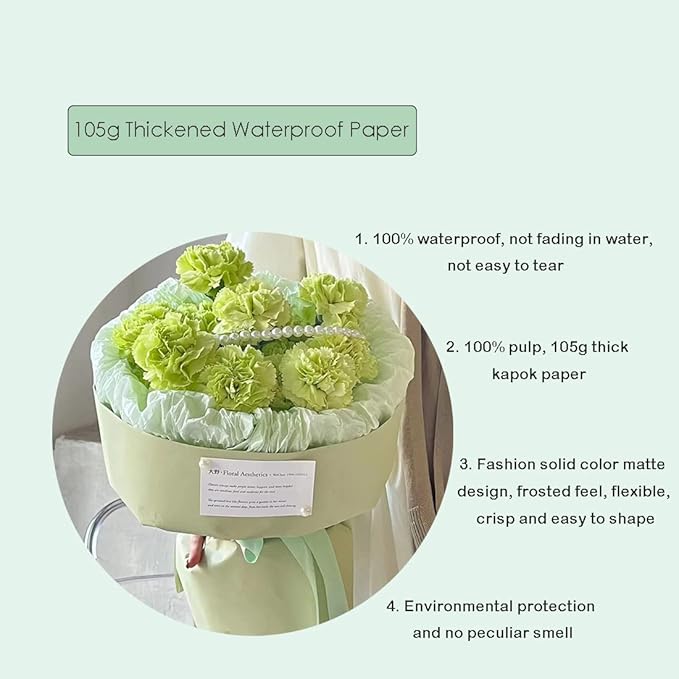 Korean Flower Wrapping Paper Bouquet Wraps Waterproof Solid Flowers Gifts Packaging Marterials Florist Supplies(Color 25 (Maltose))